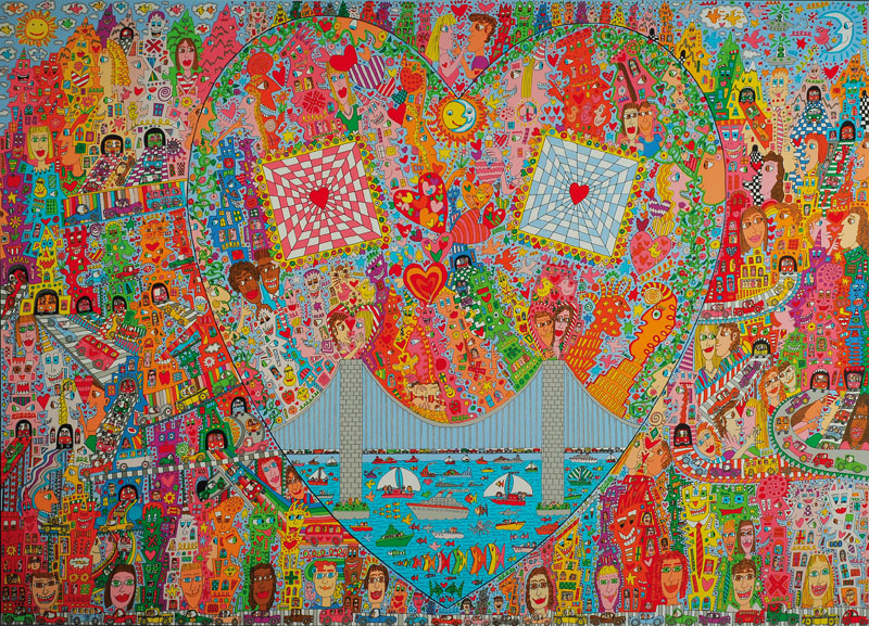 James Rizzi, 1950-2011, ___and___ live and love in the hearts of their city, Farblithographie, ca. 65x90cm