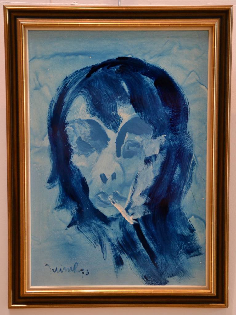 Detail a: Harry Jelinek, 1905-1986, Rauchende, Acryl auf Malkarton, links unten signiert, ca. 100x70cm, Rahmen