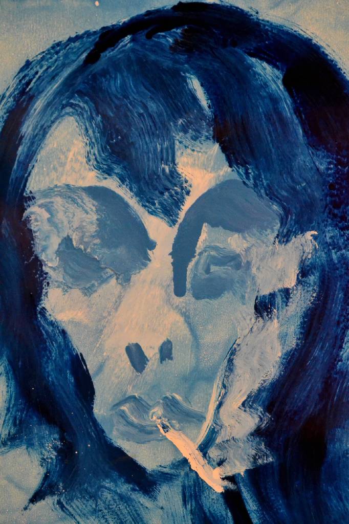 Detail b: Harry Jelinek, 1905-1986, Rauchende, Acryl auf Malkarton, links unten signiert, ca. 100x70cm, Rahmen