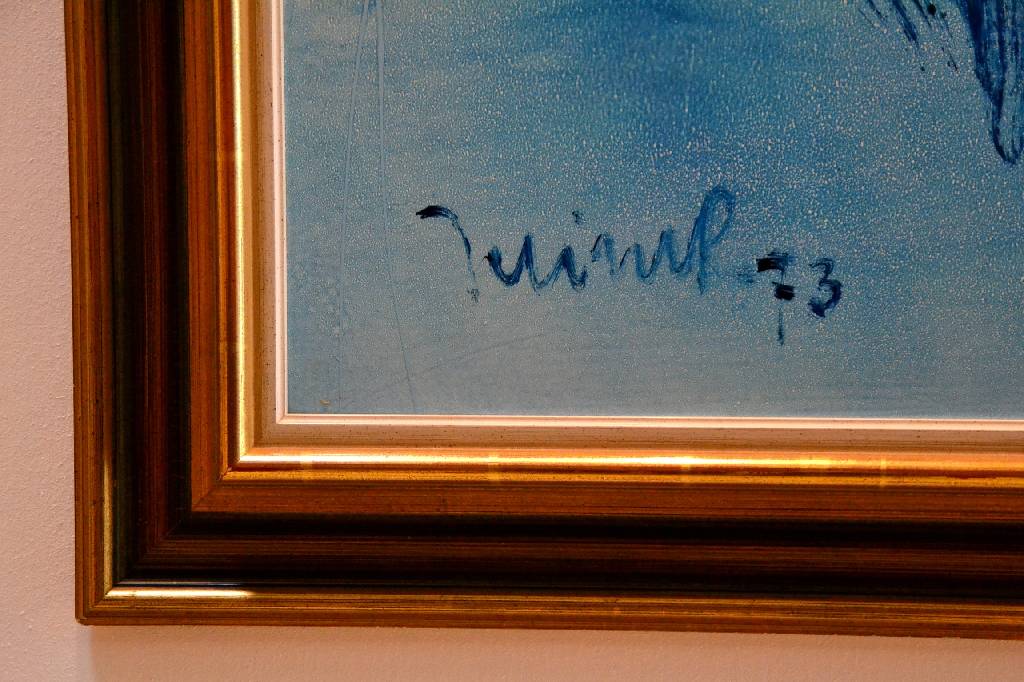Detail c: Harry Jelinek, 1905-1986, Rauchende, Acryl auf Malkarton, links unten signiert, ca. 100x70cm, Rahmen