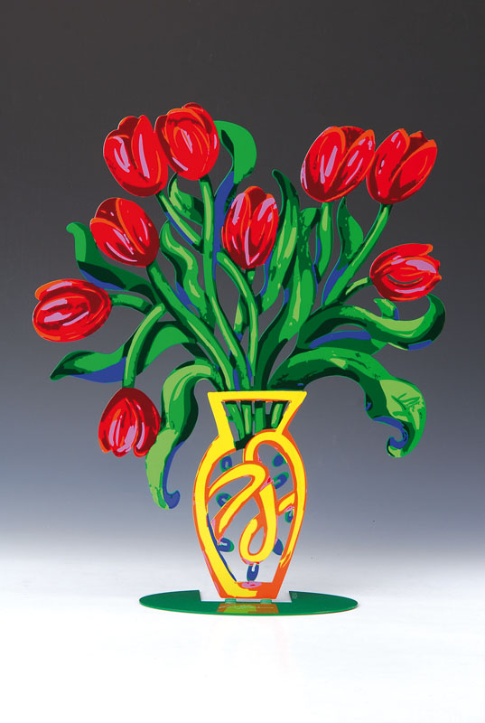 David Gerstein, geb. 1944 Jerusalem, Studium in Israel, Frankreich, England und USA, hier: Tulpen, frei stehendes Metallobjekt mit Laser geschnitten ...