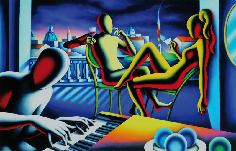 Mark Kostabi, geb. 1960, "Flirting at the Boomboom", Giclee auf handgemachtem Baumwollpapier, handsigniert und nummeriert 22/50, datiert ...