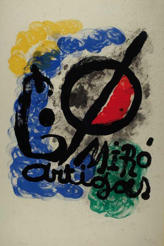 Joan Miro, 1893-1983, Miro Artigas, Farblithographie von 1963 auf Rives-Bütten, handsigniert und num. 178/200, ca. 67x50cm, unter Glas, Rahmen, ...