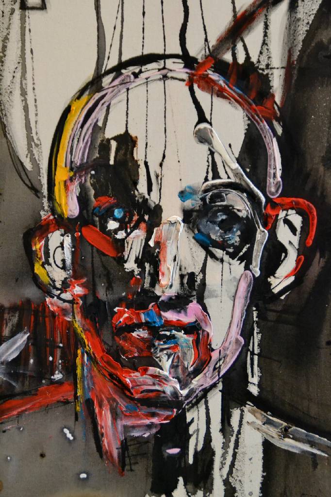 Detail a: Heiko Pippig, geb. 1951 Mosbach, "Geschichte von der Vertreibung aus dem Paradis", Acryl/Lwd., monogrammiert HP, mit Zertifikat, ca. ...