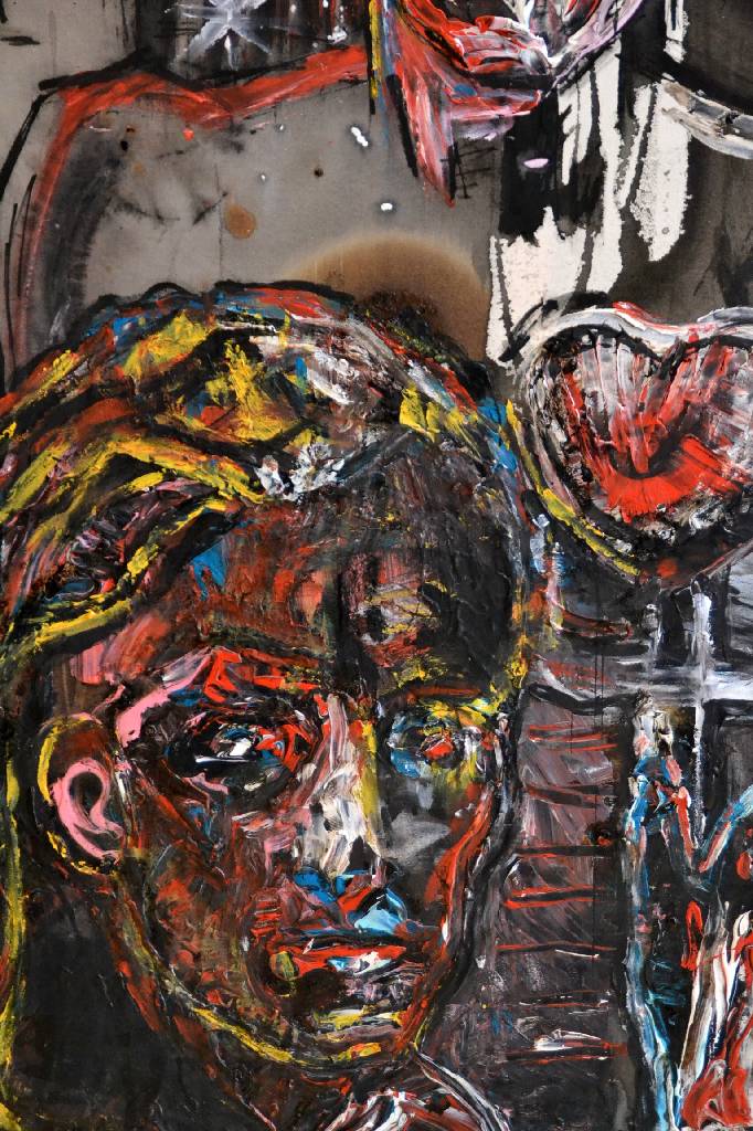 Detail b: Heiko Pippig, geb. 1951 Mosbach, "Geschichte von der Vertreibung aus dem Paradis", Acryl/Lwd., monogrammiert HP, mit Zertifikat, ca. ...