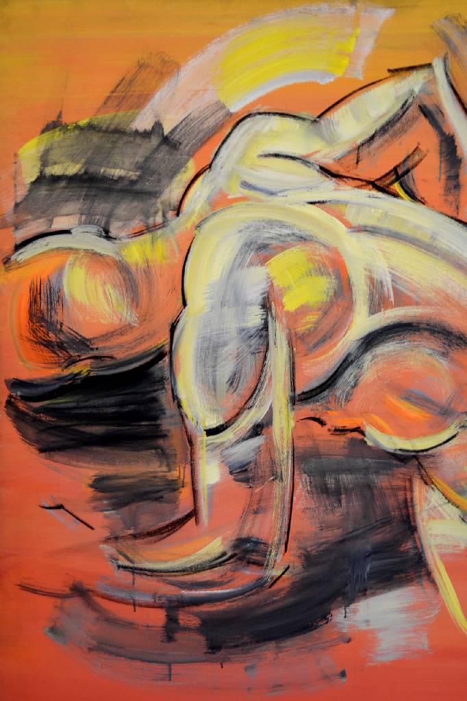 Detail b: Heiko Pippig, geb. 1951 Mosbach, "Der Läufer", rückseitig monogrammiert HP, Acryl/Lwd., mit Zertifikat, ca. 165x145 cm