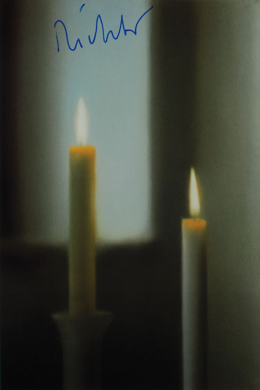 Gerhard Richter, geb. 1932, Postkarte, Multiple, Zwei Kerzen, handsigniert, ca. 14,5x10,5 cm