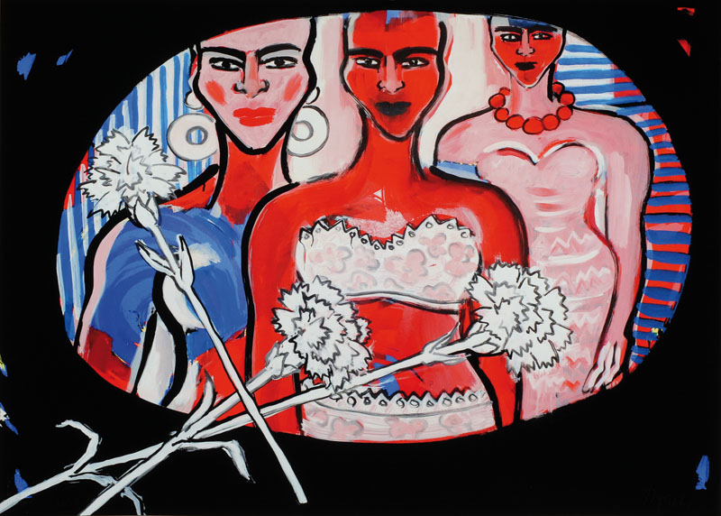Elvira Bach, geb. 1951, "Schöner Ausblick", Giclee auf schwerem handgemachten Baumwollpapier, 2014, handsigniert und nummeriert 18/50, ...