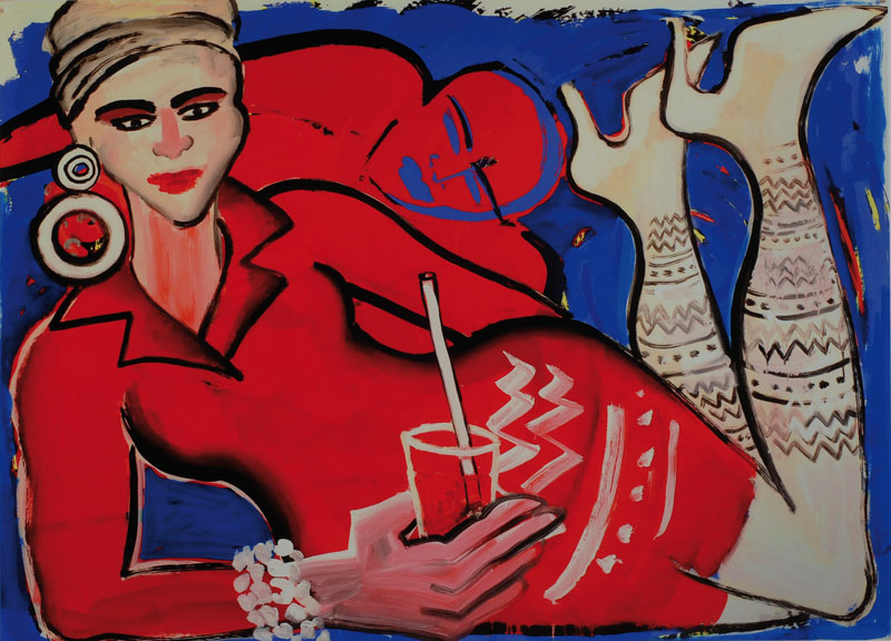 Elvira Bach, geb. 1951, "Blaue Stunde", Giclee auf schwerem handgemachten Baumwollpapier, 2014, handsigniert und bezeichnet Probe, Auflage ...