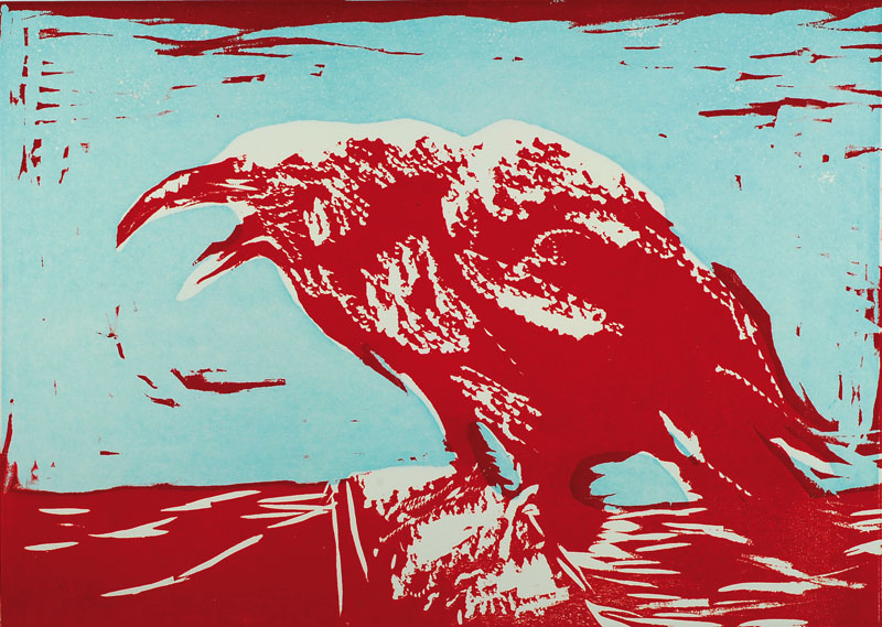 Markus Lüpertz, geb. 1941, "Rabe", Farbserigrafie auf Bütten, 1997, handsigniert und nummeriert e.a., Auflage 100, Blattgr. ca. 70x99 cm