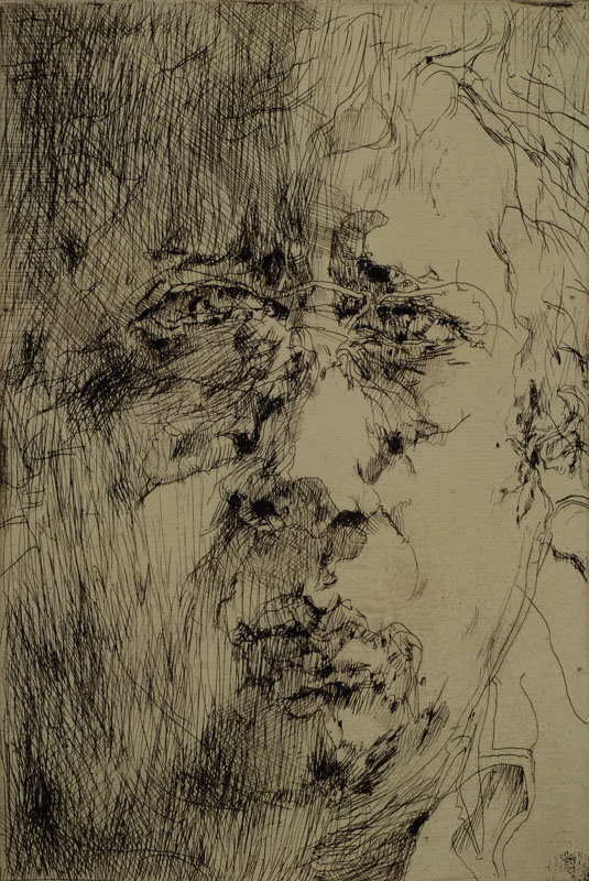 Horst Janssen, 1929-1995, "Selbstbildnis für Griffelkunst", Radierung auf Velin, Edition für die Griffelkunst, handsigniert und datiert ...