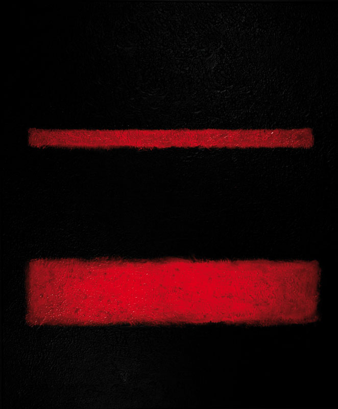Gaston Galé, zeitgenössischer belgischer Künstler, Abstrakte Komposition in Schwarz und Rot, Öl/Lwd., rückseitig signiert, ca. 120x100 cm, ...