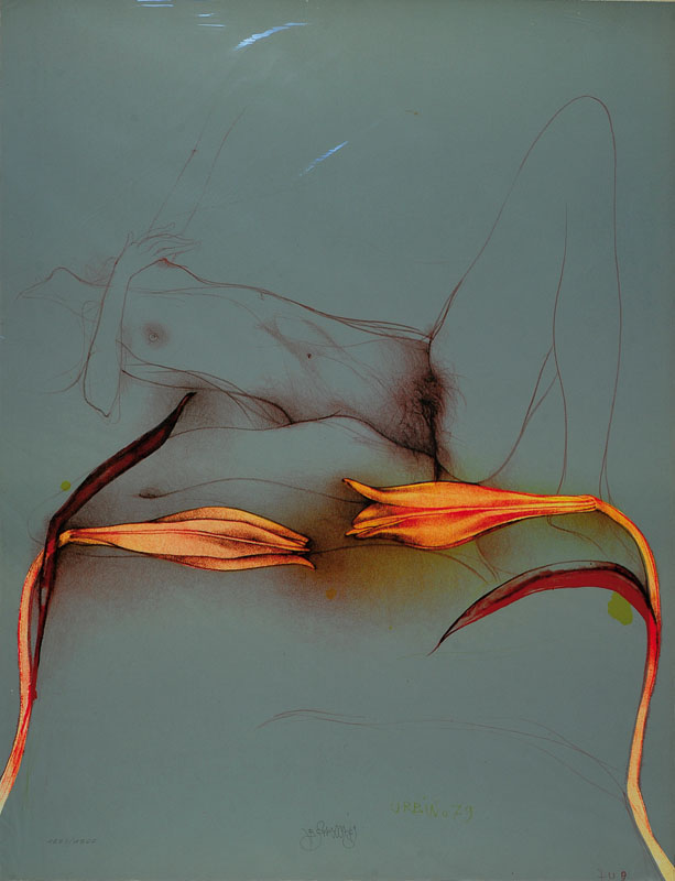 Bruno Bruni, geb. 1935 Gradara/Italien, Paradiesvogelblume, Farblithographie, handsigniert u. nummeriert 1053/1500, WV 205 von 1979, ca. 69x52.5cm