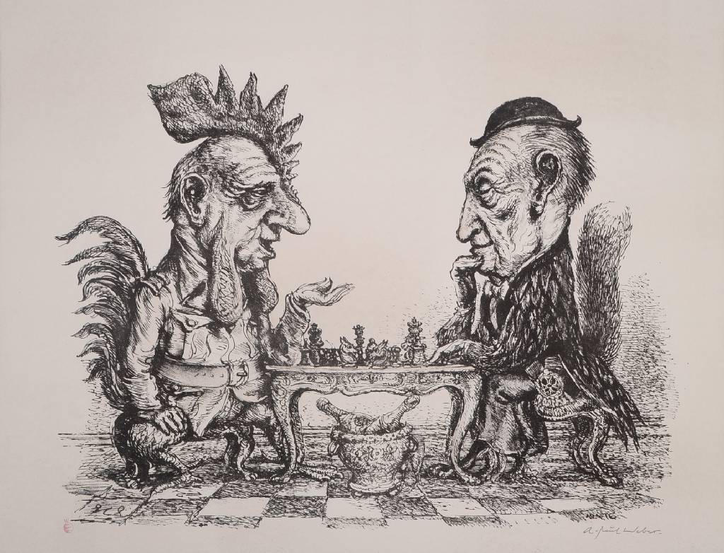 Detail d: A.Paul Weber, 1883-1980, Konvolut aus zwei Radierungen, "Der sterbende Hecht" und "Die Meister", je drucksigniert und ...
