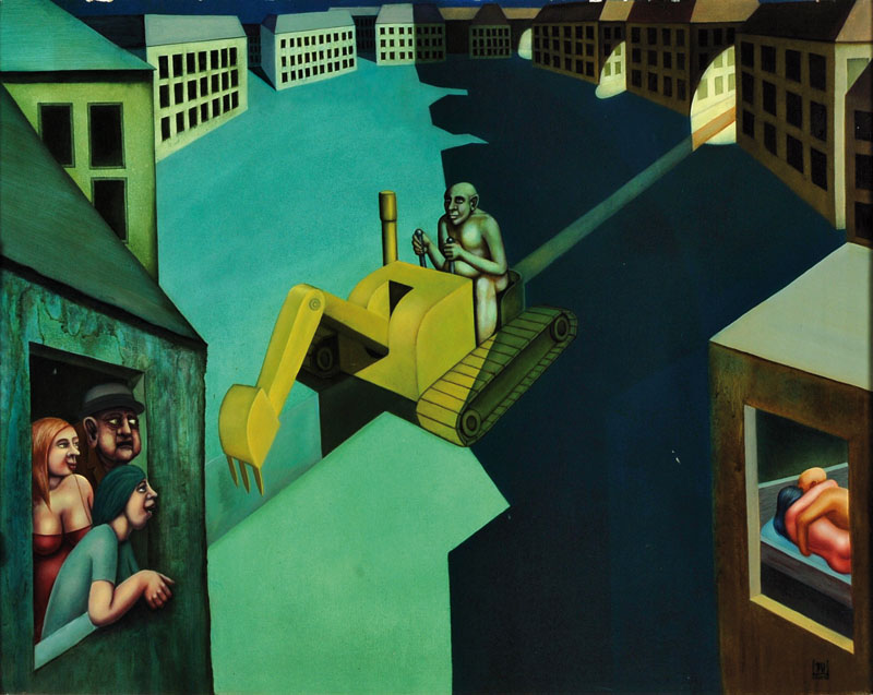 Hans Hanko, geb. 1923, zeitgen. Österr. Künstler, Stranger in the night, Acryl auf Hartfaser, rechts unten signiert und datiert 1969, ca. 74x90 cm, ...