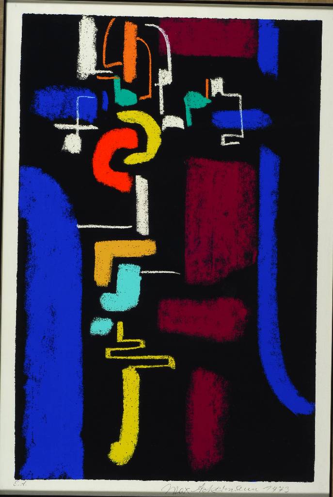 Max Ackermann, 1887-1975, Farblithographie, handsigniert und datiert 1973, bez. E.A., ca. 48x31 cm, unter Glas, Rahmen