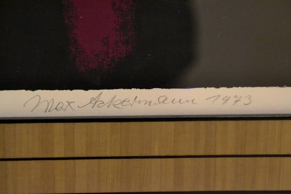 Detail b: Max Ackermann, 1887-1975, Farblithographie, handsigniert und datiert 1973, bez. E.A., ca. 48x31 cm, unter Glas, Rahmen