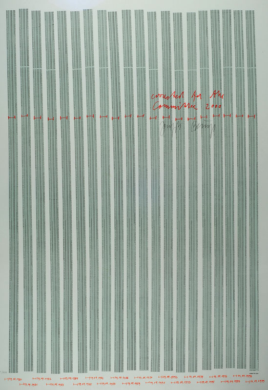 Joseph Beuys, 1921-1986, Corrected for the committee 2000, Farbsiebdruck, handsigniert, num. 1367/2000, ca. 85x63cm, unter Glas, Rahmen