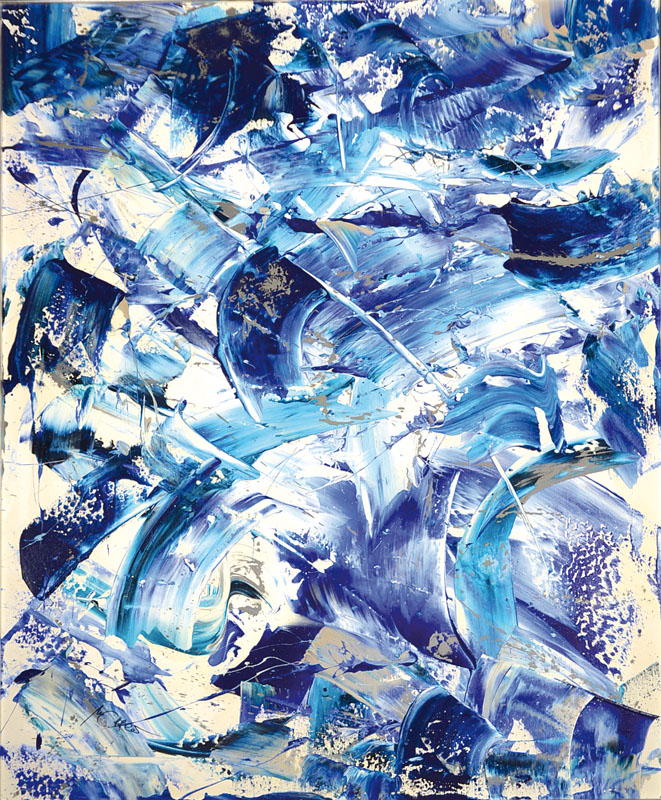 Michael Öffler, geb. 1963, Künstler aus Meckenheim, hier: abstrakte Komposition, bezeichnet Arktis, Öl/Lwd, rechts unten signiert, ca. 100x120 cm, ...