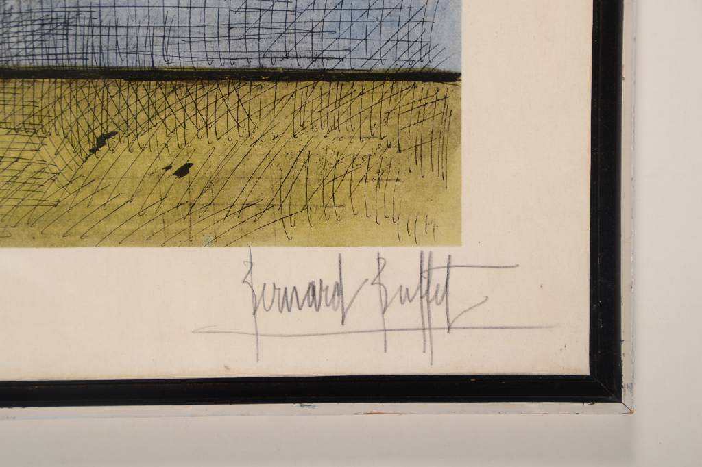 Detail b: Bernard Buffet, 1928 Paris-1999 Tourtour, Bouquet des fleurs, Farblithographie von 1951, handsigniert und num. V/X, ca. 44x57cm, unter Glas, Rahmen