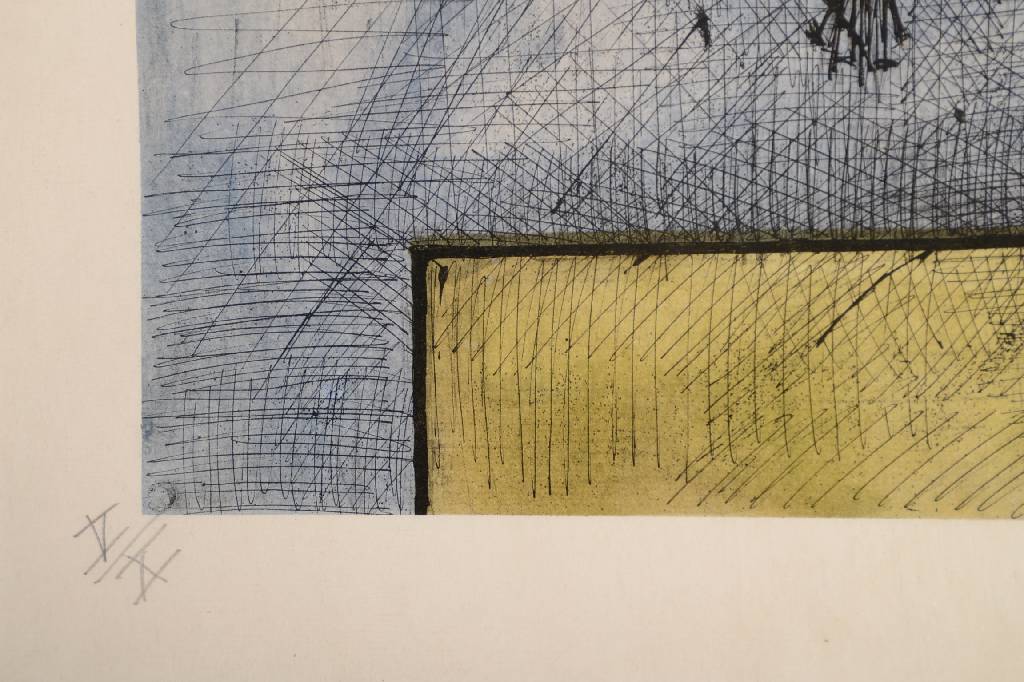 Detail c: Bernard Buffet, 1928 Paris-1999 Tourtour, Bouquet des fleurs, Farblithographie von 1951, handsigniert und num. V/X, ca. 44x57cm, unter Glas, Rahmen
