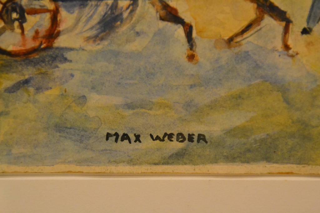 Detail b: Max Weber, 1881-1961, Droschke im Park, Aquarell/Papier, mittig signiert, ca. 30.5x21 cm, unter Glas, Rahmen