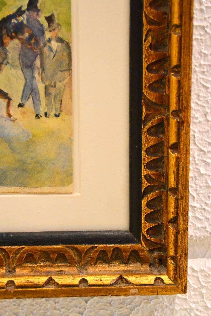 Detail d: Max Weber, 1881-1961, Droschke im Park, Aquarell/Papier, mittig signiert, ca. 30.5x21 cm, unter Glas, Rahmen