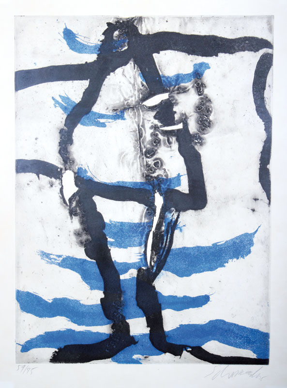 Emil Schumacher, 1912 Hagen-1999 San Jose/ Ibiza, Farbradierung, handsigniert und nummeriert 59/95, Plattengr. ca. 49,5x36,5 cm, unter Glas gerahmt, ...
