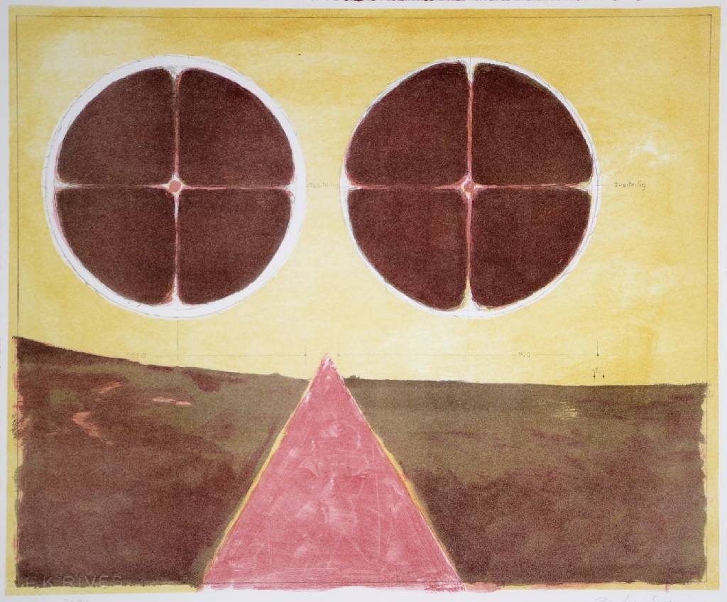 Beatrix Sassen, geb. 1945, studierte von 1962-1965 bei Joseph Beuys und 1975-1978 bei Erwin Heerich, hier: Lithographie übermalt mit Bleistift, ...