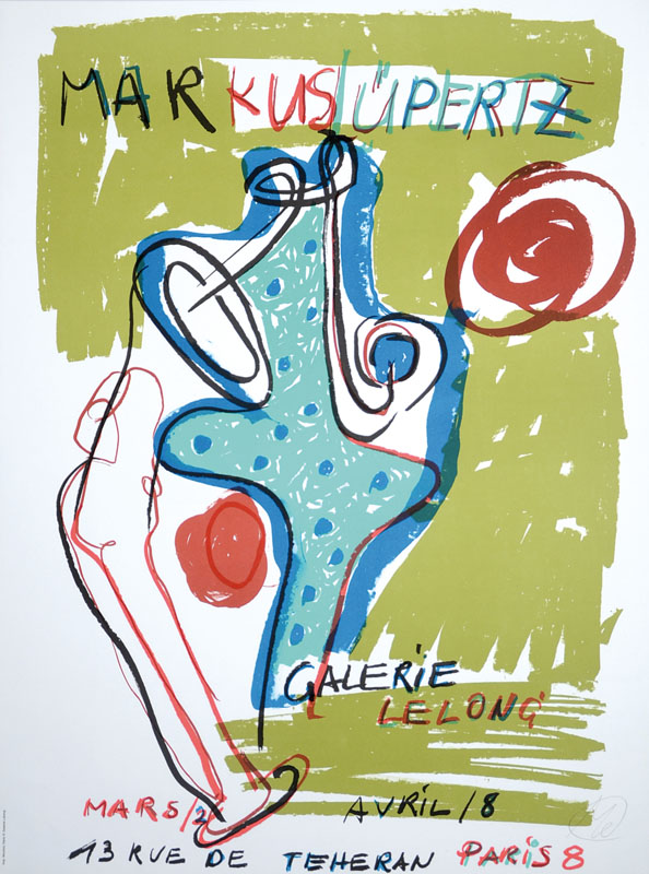Markus Lüpertz, geb. 1941, Lithographie, handsigniert, ca. 76x56 cm, unter Glas gerahmt