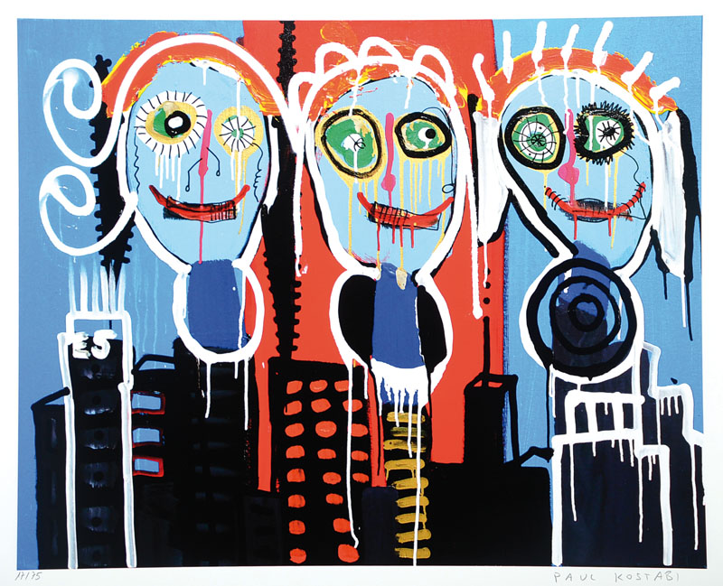 Paul Kostabi, geb. 1962, "Shut it Down", Giclee auf schwerem handgemachtem Baumwollpapier, handsigniert und nummeriert 17/75, ca. 52x61 cm