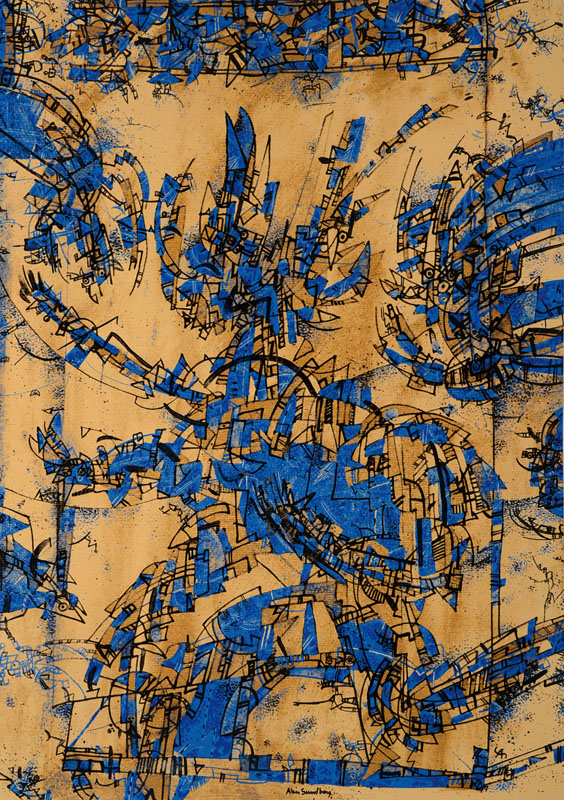 Alan Sundberg, geb. 1948, "Vogelschwarm", Farblithographie, im Druck signiert, ca. 58,5x41 cm