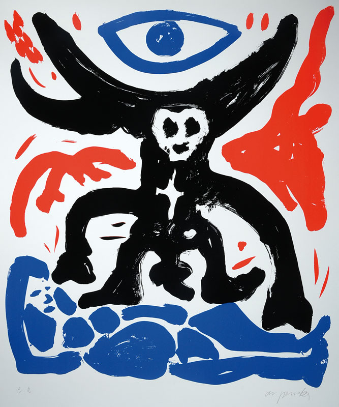 A.R. Penck, geb. 1939 Dresden, Siebdruck, Pilatus, 1922, handsigniert und nummeriert e.a, Auflage 44, ca. 90x70 cm