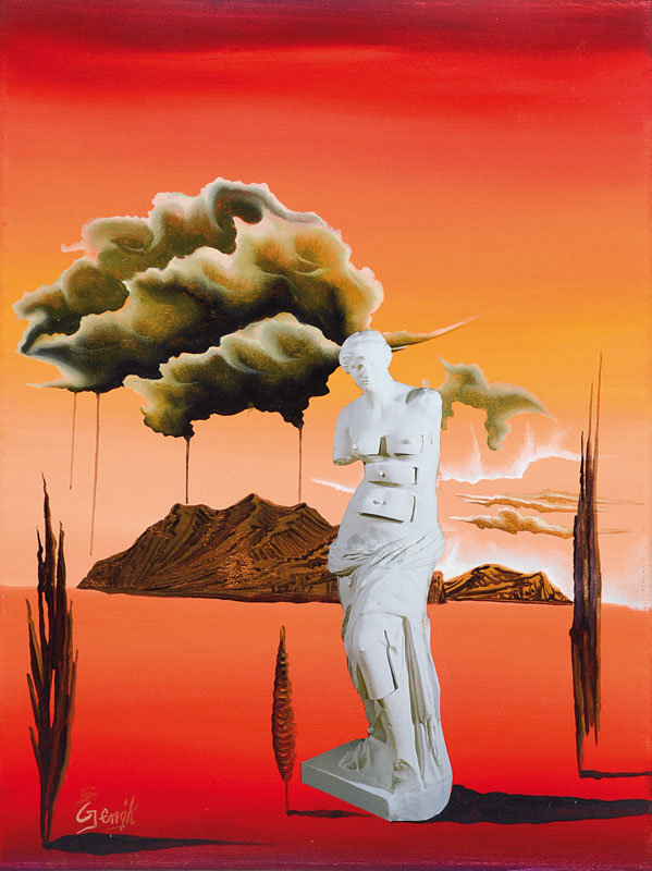 Helmut Gerigk, geb. 1953 Wiesbaden, Öl/Lwd, collagiert, handsigniert, ca. 40x30 cm