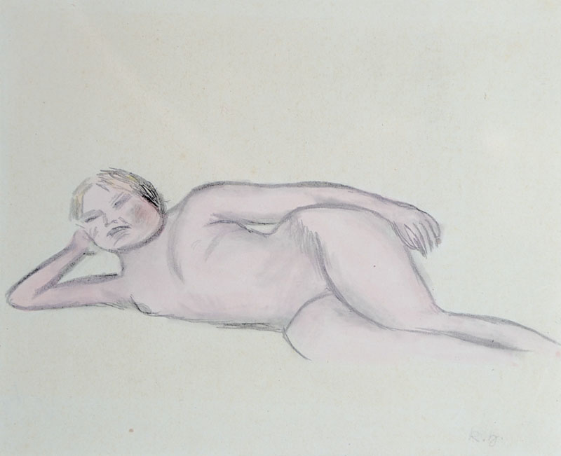 Karl Hubbuch, 1891-1979, Aquarell über Bleistiftzeichnung, wohl 1912, monogrammiert, Nachlassstempel, ca. 14,7x18,2 cm, unter Glas gerahmt