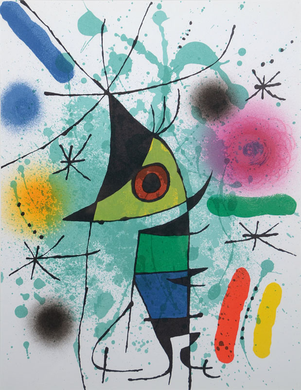 Joan Miro, 1893-1983, Komposition, Farblithographie, aus: Lithograph I, Mourlot Maeght Paris 1972, PP, ca. 31x24 cm, unter Glas gerahmt