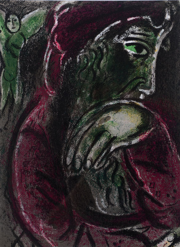 Marc Chagall, 1887-1985, Konvolut aus zwei Farblithographien aus: Bibel II, "Hiob in der Verzweiflung", "Ruth zu Füßen des ...