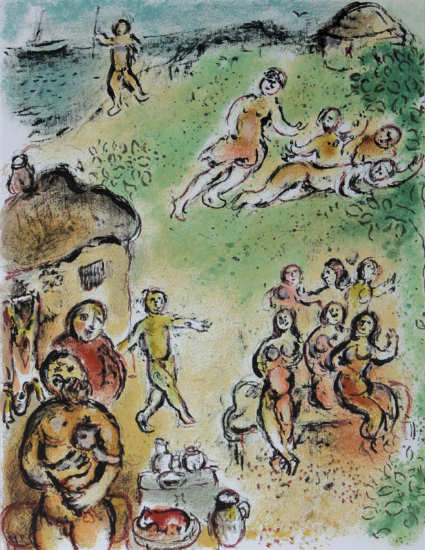 Marc Chagall, 1887-1985, Konvolut aus zwei Grano-Farblithographien aus: Die Odyssee, "Der Kampf des Odysseus", "Die Insel des ...