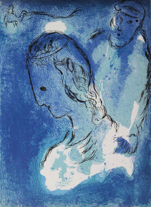 Marc Chagall, 1887-1985, Konvolut aus zwei Farblithographien aus: Bibel I, "Moses" Mourlot Paris 1956, "Abraham und Sarah" ...
