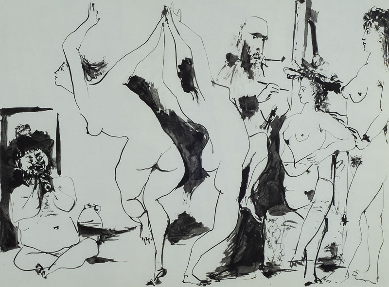 Pablo Picasso, 1881-1973, vier Aktstudien, Heliogravuren aus: Picasso and the human comedy, Ed. Draeger Freres, Verve Paris 1954, Blattgr. ca. 26x36cm