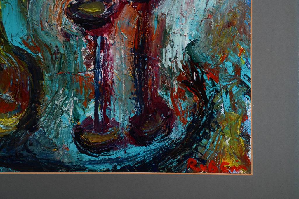 Detail b: Ruben Talberg, geb. 1964, Stillleben mit Davidstern, Karaffe u. Pokalen, Öl/Lwd, rechts unten signiert, ca. 40x50 cm, Rahmen