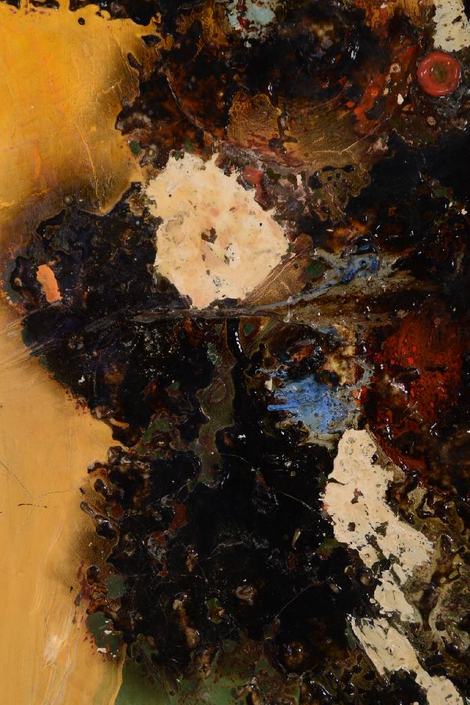 Detail b: Unbekannter zeitgenössischer Künstler, Abstrakte Komposition, Mischtechnik/Acryl auf Metall, ca. 98,5x78 cm