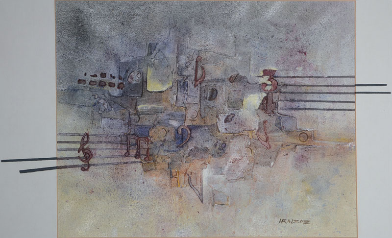 Jesus Iraizoz, geb. 1950, Mischtechnik auf Papier, rechts unten signiert, ca. 34x45cm, unter Glas, Rahmen