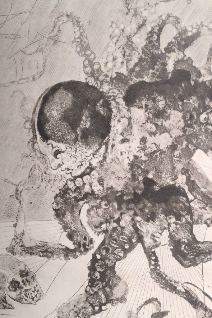 Detail c: Salvador Dali, 1904-1989, Lithographie, 1963, aus Odysee, hier: Medusa als Oktopus dargestellt, im Wechselspiel von Tod und Leben, bildhaft ...
