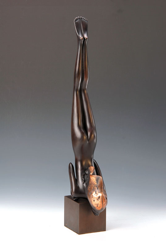 Bruno Bruni, geb. 1935 Gradara/Italien, ansässig in Hamburg, il volo, Bronzeskulptur, signiert und num. 52/250, H. ca. 60.5cm