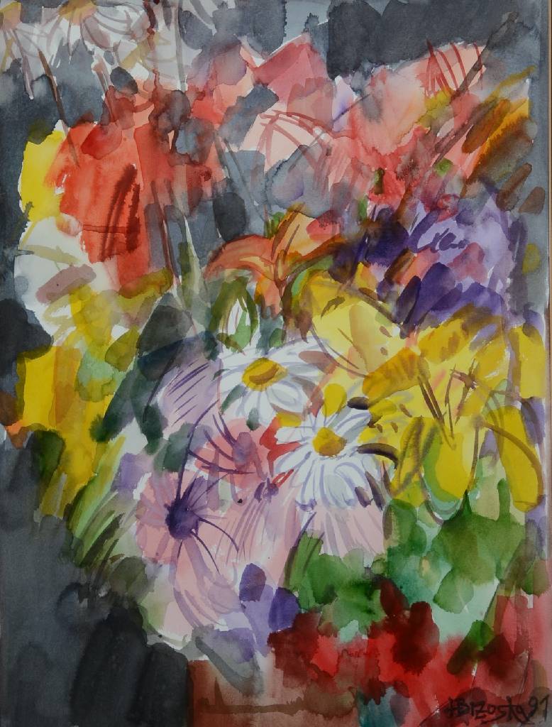Heinz Brzoska, geb. 1942 Kattowice, lebt und arbeitet in Rhodt u. Rietburg, Stillleben mit Blumen, Aquarell auf Papier, rechts unten signiert und ...