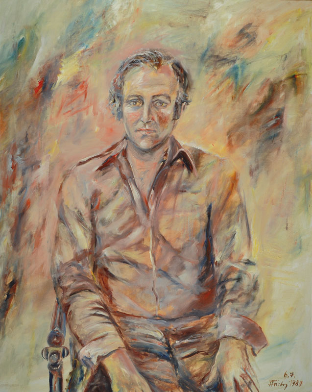 Florian Frieling, 1939 Leverkusen-1994 Böhl-Iggelheim, Porträt eines Mannes, Öl/Lwd, rechts unten signiert und datiert 1987, ca. 100x80 cm, Rahmen ...