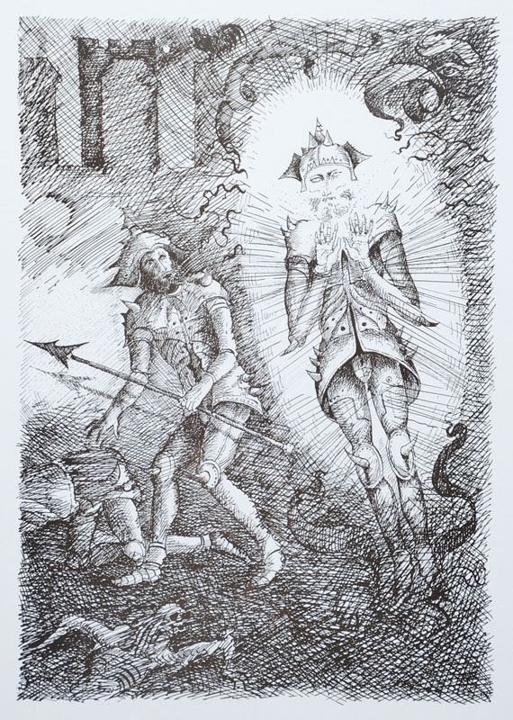 Werner Holz, 1948-1991, Mappe: Die Hamlet-Folge, Bibliophile Ausgabe B, mit acht Lithographien und einem Farboffset, Zertifikat handsigniert und ...