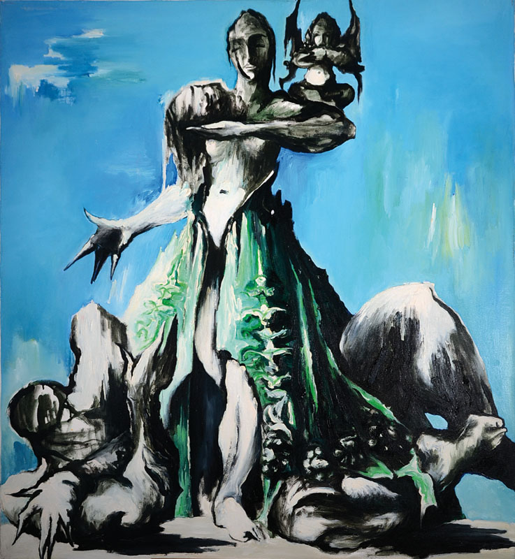Heinz Seeber, 1930 München - 1998 Triest, "Judith und Holofernes", Öl/Lwd., rückseitig signiert und datiert 1986, rückseitig ...