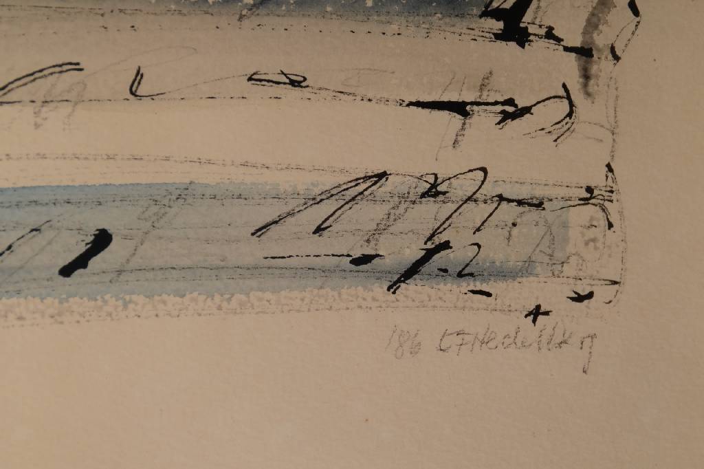 Detail c: Eleonore Fuchs-Heidelberg, 1946 Heidelberg - 2012 Berlin, Konvolut aus zwei Aquarellen auf gebräuntem Papier, je signiert und datiert 86, ca. 24x32 ...